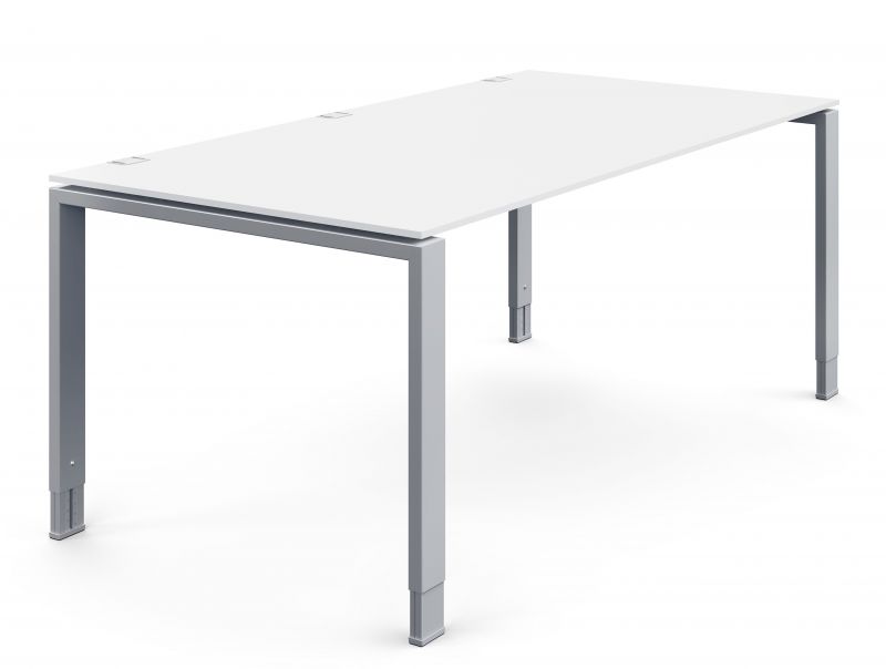 DOIT4 Schreibtisch von König+Neurath, höhenverstellbar, weiße Tischplatte, graues Gestell, ergonomischer Arbeitsplatz.